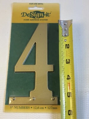 "Buzón de correo de pared Whitehall Products 5"" CASA NÚMERO 4 latón satinado DISEÑO DIRECCIÓN" Foto 1 de 4