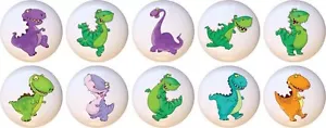 Set of 10 Funny Dinosaurs CERAMIC Drawer Pulls Dresser Drawer Cabinet Knobs - Picture 1 of 1