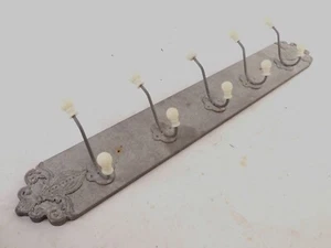 Hakenleiste Wandgarderobe Retro Nostalgie Styl 5 Doppelhaken Grau Weiss - Bild 1 von 5