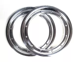Pair 8" Atv Beadlock Rear Rings for Alba Racing & DWT beadlock Wheels Polished - Picture 1 of 2