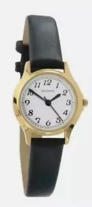 Reloj informal Sekonda analógico enchapado en oro esfera blanca correa negra 4134 - Imagen 1 de 3