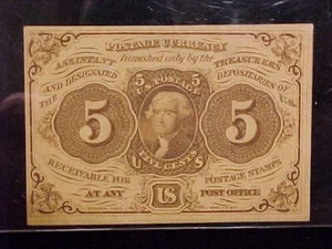 1862 5C Postage Currency, FR-1230, PCGS AU58PPQ, First Issue. - Picture 1 of 3