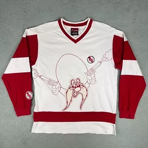 Lot 29 Shirt Mens Large White Red Jersey Yosemite Sam Looney Tunes Y2K Vintage ! - Picture 1 of 12