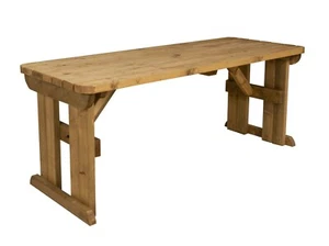 Picnic Table Hollies Rounded Wooden Outdoor Garden Furniture Heavy Duty - Picture 1 of 67
