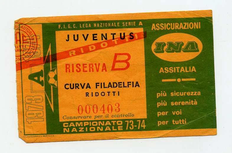 BIGLIETTO PARTITA CALCIO JUVENTUS RISERVA B 1973-1974 - Immagine 1 di 1