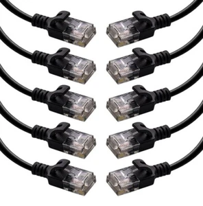 0.5Ft Cat6A UTP Slim Ethernet Cable 28AWG 550MHz, Patch Cable, 10 -Pack Black - Picture 1 of 6