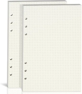 2 Pack A5 Dot Grid Paper,100Gsm Thick,6-Hole Punched,A5 Dotted Paper Refill for  - Picture 1 of 12