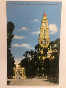 Postal de lino vintage de California Tower, Balboa Park, San Diego, California - Imagen 1 de 7