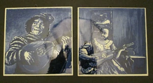 Par de azulejos artísticos de porcelana - Vermeer y cuello - Delft (?) - Imagen 1 de 6