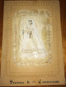 SOUVENIR DE 1ère Communion En Tissu. Fin XIXE . - Picture 1 of 2