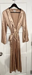 Gold Robe Medium Long Belted Womens Floral Sleeve Luxury Feminine Details - Picture 1 of 8