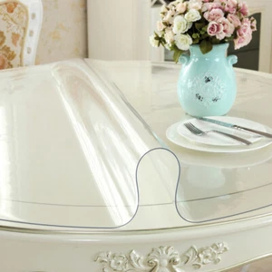 Round 60cm Clear Transparent PVC Tablecloth Table Protector Waterproof 1.5 mm - Picture 1 of 30