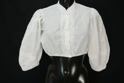Gr.44 Dirndlbluse weiß Bluse für Dirndl Baumwollmischung mit Spitze B10631 - Bild 1 von 4