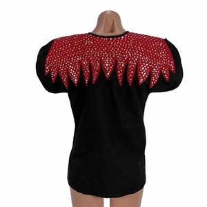 Vintage Tipicano Sequin Applique Pullover Puffy Sleeve Shoulder Pad Shirt sz S - Picture 1 of 8
