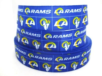 LA Rams NFL 1" Grosgrain Ribbon~ YOUR CHOICE 5 or 10 Yard (Football) Los Angeles - Image 1 of 3