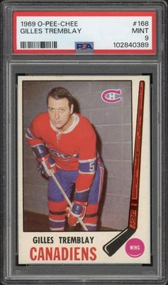 1969 O-Pee-Chee Gilles Tremblay #168 PSA 9 Mint HOF Montreal Canadiens  - Image 1 of 2