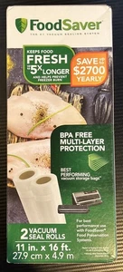 FoodSaver FSFSBF0626-015 11" x 16' Vakuumversiegelungsrolle - 2er-Pack - Bild 1 von 4