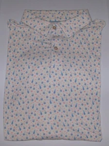 Polo golf PETER MILLAR SEASIDE poliestere lyocell spandex bianco blu taglia M - Foto 1 di 5