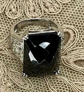 Onyx Wheaton CZ Cocktail Ring 925 Sterling Silver Size 5 - Picture 1 of 7