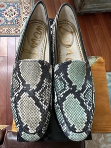 Sam Edelman Shoes Womens 8 Flats Leon Snake Python Slip On Leather Loafers - Picture 1 of 9
