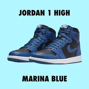 Brand New Nike Air Jordan 1 High Marina Blue Black. 575441-404. Size 5 GS - Picture 1 of 6