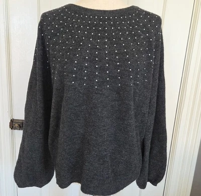 Suéter Miss Me Tejido Estrás Manga Bishop Fiesta Vacaciones Para Mujer Talla Grande Foto 1 de 4