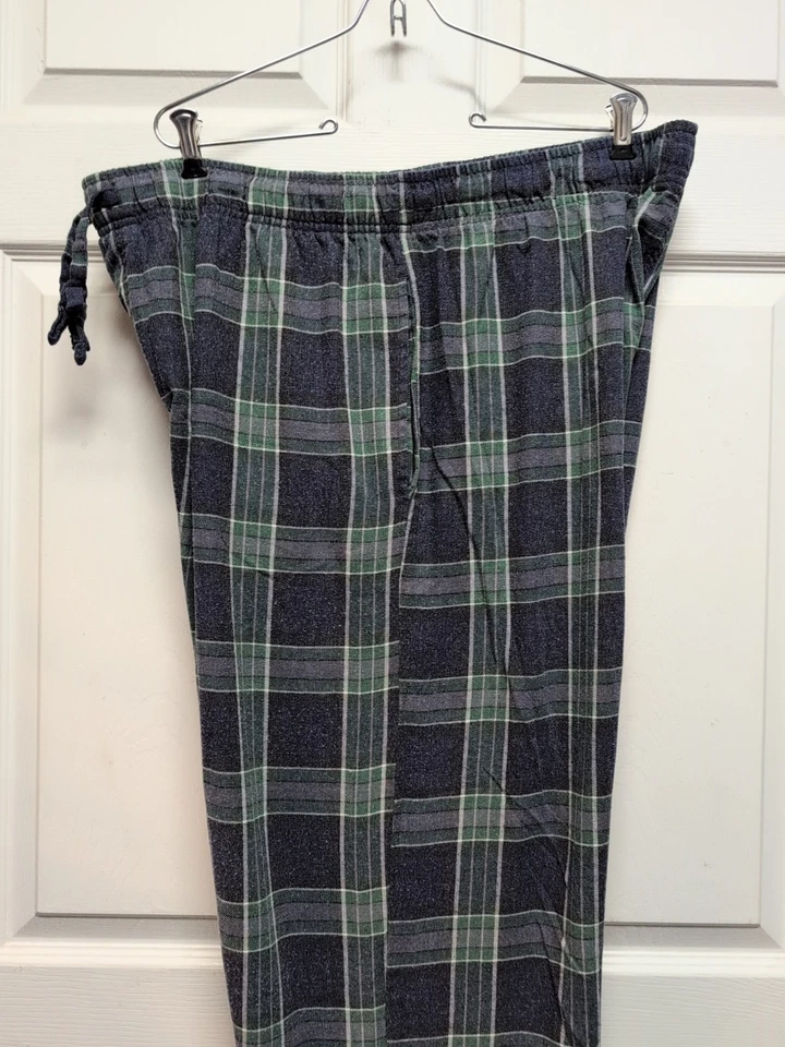 Pantalones de salón para dormir XL verdes a cuadros bolsillos para hombre. Cintura elástica  Foto 1 de 4