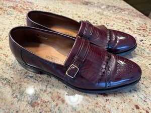 Allen Edmonds Montague Strap Fringe Burgundy Leather Loafer Shoes Men’s Sz 11 B - Imagen 1 de 16