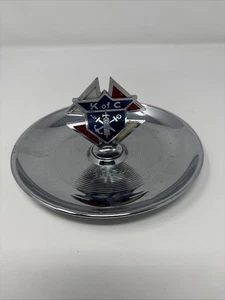 Posacenere Vintage Cavalieri di Colombo-K di C Crest-Cromo-Made in USA - Foto 1 di 9