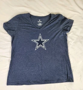 T-shirt Fanatics XXL donna blu Dallas Cowboys logo stella scollo a V manica corta NFL - Foto 1 di 6