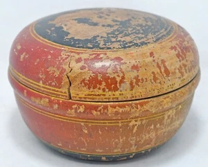 Vintage Wooden Small Kum Kum Powder Tika Box Original Old Lacquer Painted - Picture 1 of 7