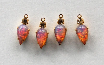 DE COLECCIÓN 4 CUENTAS COLGANTES DE IMITACIÓN ÓPALO DE FUEGO LÁGRIMA HECHAS CON DIAMANTES DE IMITACIÓN DE SWAROVSKI Foto 1 de 3