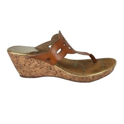 Sandalias Sam & Libby Mujer Talla 8 Estilo Cuña Tacón Corcho Tanga Cuero Metálico Foto 1 de 4