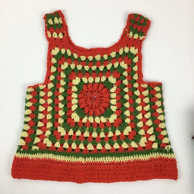 Camiseta sin mangas cuadrada abuela años 70 de colección pequeña/mediana hecha a mano festival boho Foto 1 de 3