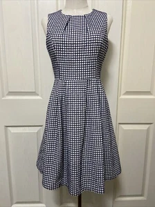 REVIVAL White & Blue Embroidered Cotton Fit Flare Sleeveless Dress ~ Size 10 - Picture 1 of 13