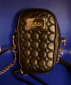 Bebe Quilted Crossbody Small Sling Bag Black Serafina Adjustable Strap Purse - Picture 1 of 10
