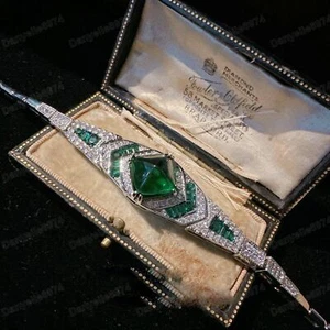Brazalete de cristal estilo Art Deco vintage de piedra verde 18 kg estilo años 20 - Imagen 1 de 3