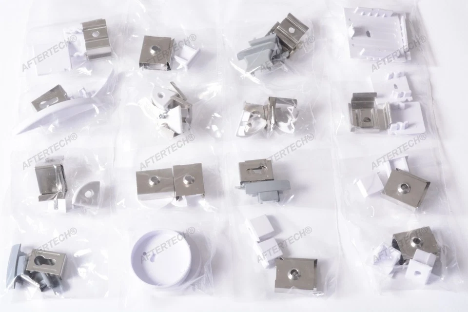 SET 2 CLIP FISSAGGIO + 2 TAPPI AGGIUNTIVI PER PROFILI ALLUMINIO ACCESSORI GANCI - Immagine 1 di 1