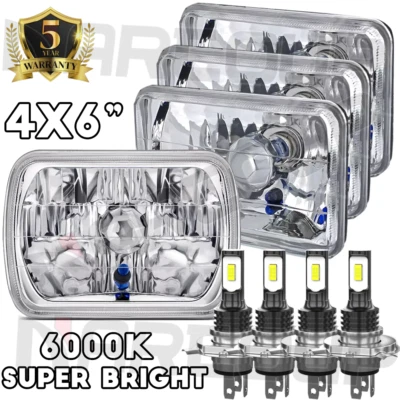 4PCS 4x6" LED Headlights Hi/Lo Beam For Oldsmobile Cutlass Supreme 1976-1988 DRL - Image 1 of 4