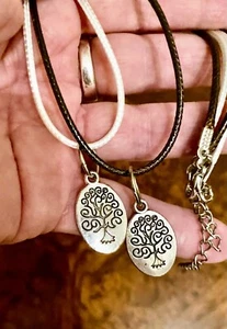 Spiritual Tree of Life Silver Pendant and Adjustable Choker Cord Necklace - Picture 1 of 1