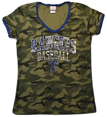 5th & Ocean Womens MLB Texas Rangers Baseball Camo Shirt New S-XL Cover