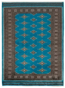 Alfombra oriental tejida a mano Pakistán 72 3/8x53 7/8 pulgadas fina, alfombra, Bokhara, azul - Imagen 1 de 14