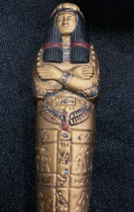 Puppenhaus Miniatur Ägyptischer Sarkophag bemalt Gold tolle Details, 3 3/4" hoch - Bild 1 von 5