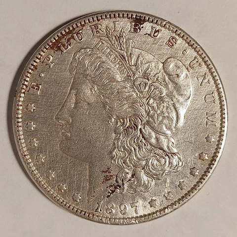 1897-P Morgan Silver Dollar $1 - Cleaned ***FREE SHIPPING*** -0715 Cover
