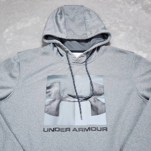VETEMENTS Under Armour maglione uomo grande grigio tinta unita sciolto ColdG felpa con cappuccio