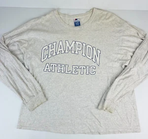Vintage Champion Athletic Long Sleeve T-Shirt 2XL Grey 90's - Picture 1 of 5
