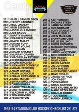 1993-94 Stadium Club Members Only #499 Checklist