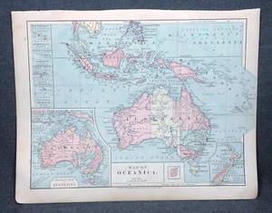 1884 Mapa de Oceanica Harper and Brothers Copyright 1879 efímero Australia - Imagen 1 de 1