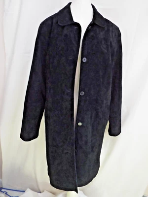 Centigrade Black Suede Full Length Woman's Coat Medium Welt pocket, back slit - Image 1 of 4