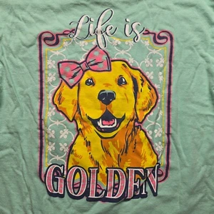 Life Is Good Golden Retriever Dog Tee T Shirt Youth Girls Size M Medium - Picture 1 of 7